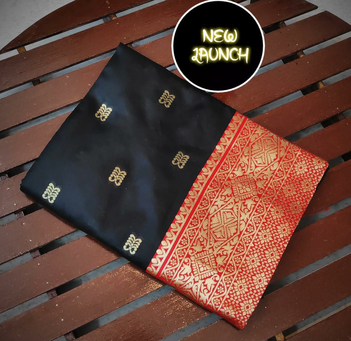 Black Red Kanjivaram Saree