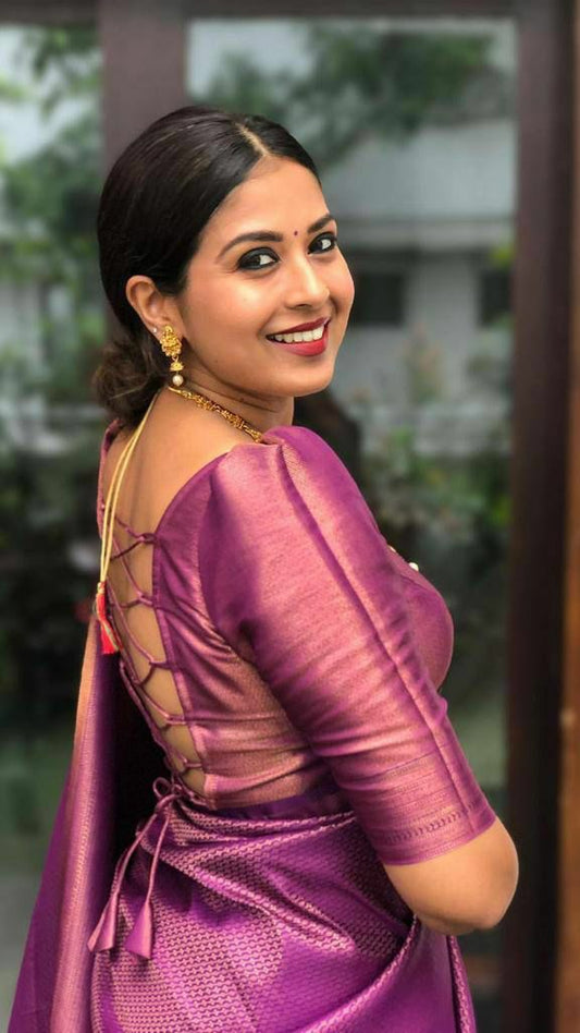 Bindu Purple Kanchipuram Silk Saree