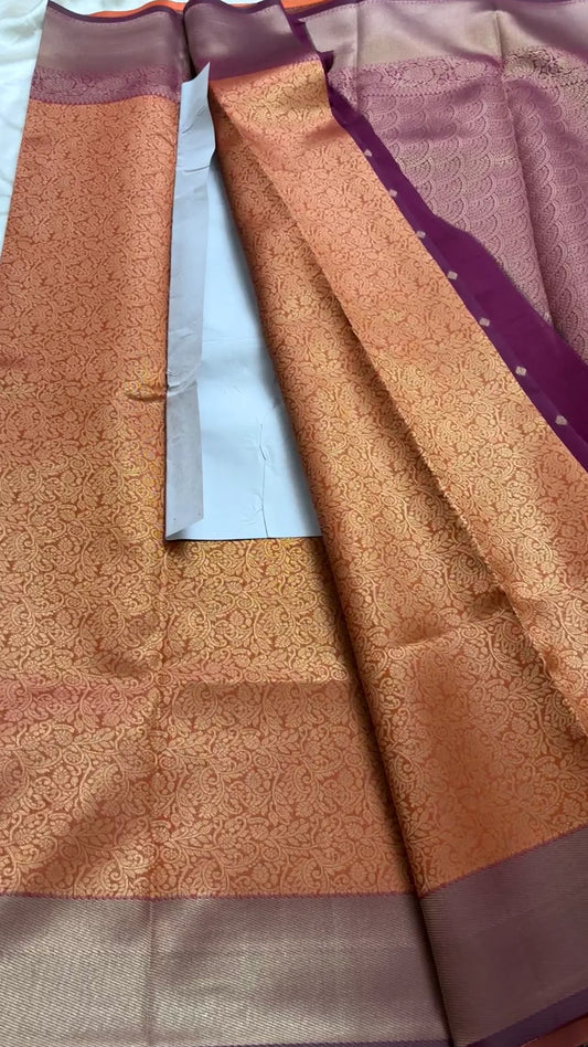 Vishita Orange Kanchi semi soft silk