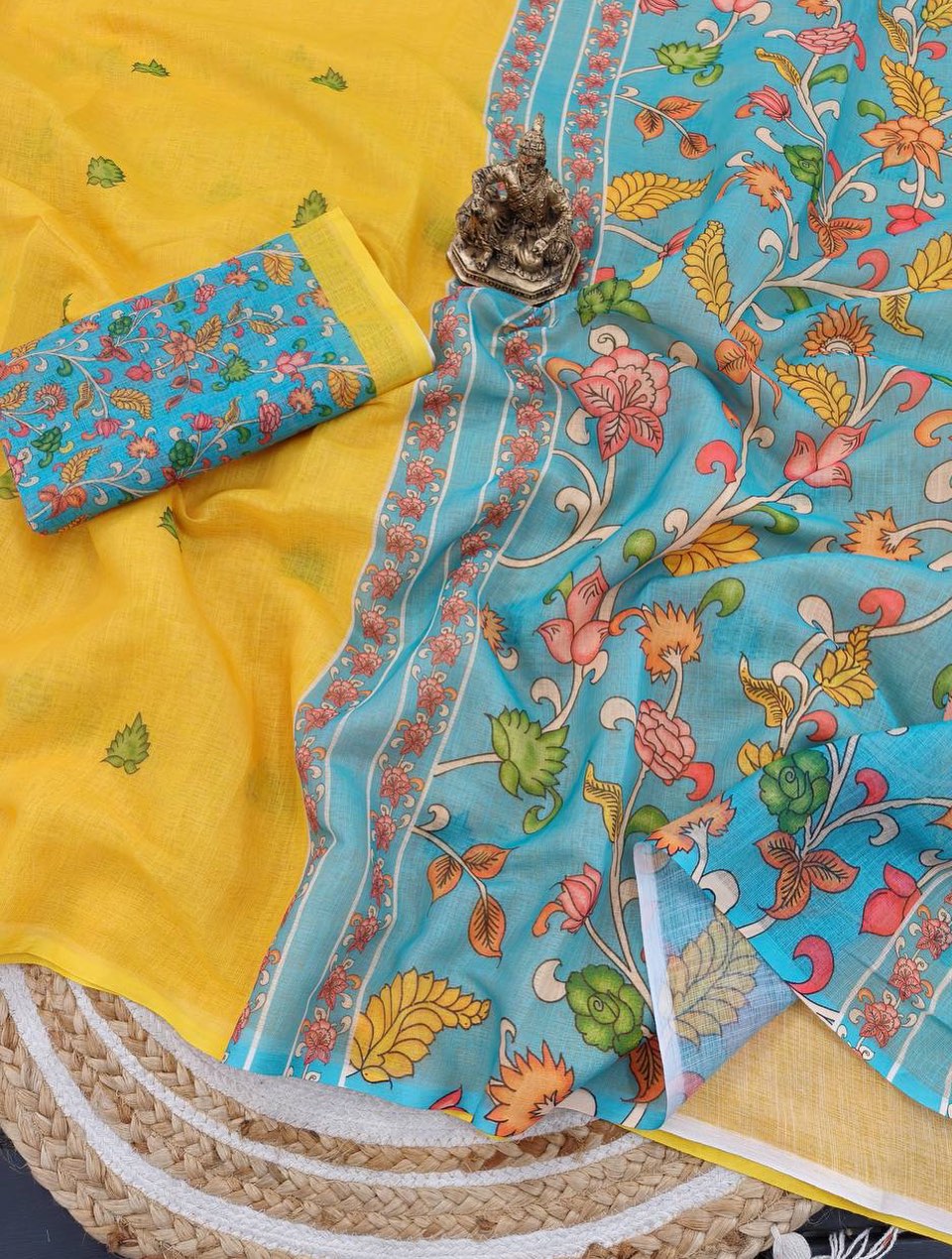Yellow Kalamkari Designer Saree