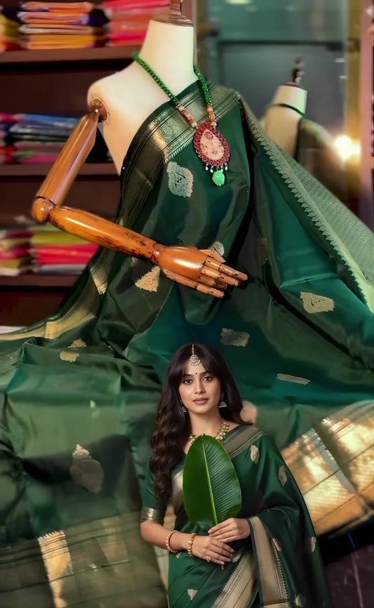 Emerald Green Soft Silk Saree