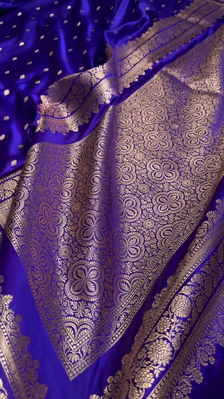 Riya Royal Purple Silk Saree with Gold Motifs & Designer Border
