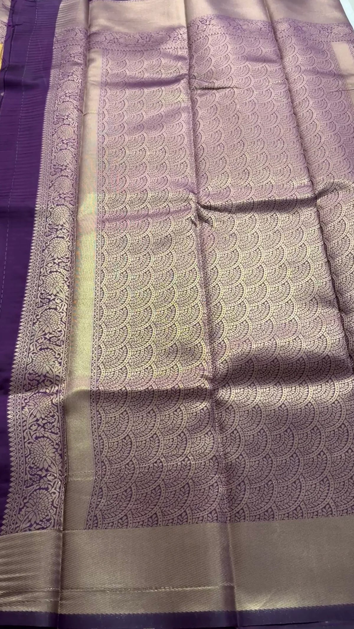 Rajshree Mustard Kanjivaram Saree with Rose Gold Zari Motifs