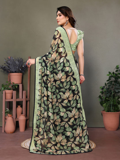 Leaf Print Designer Saree