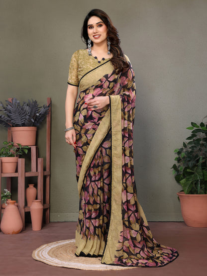 Leaf Print Designer Saree