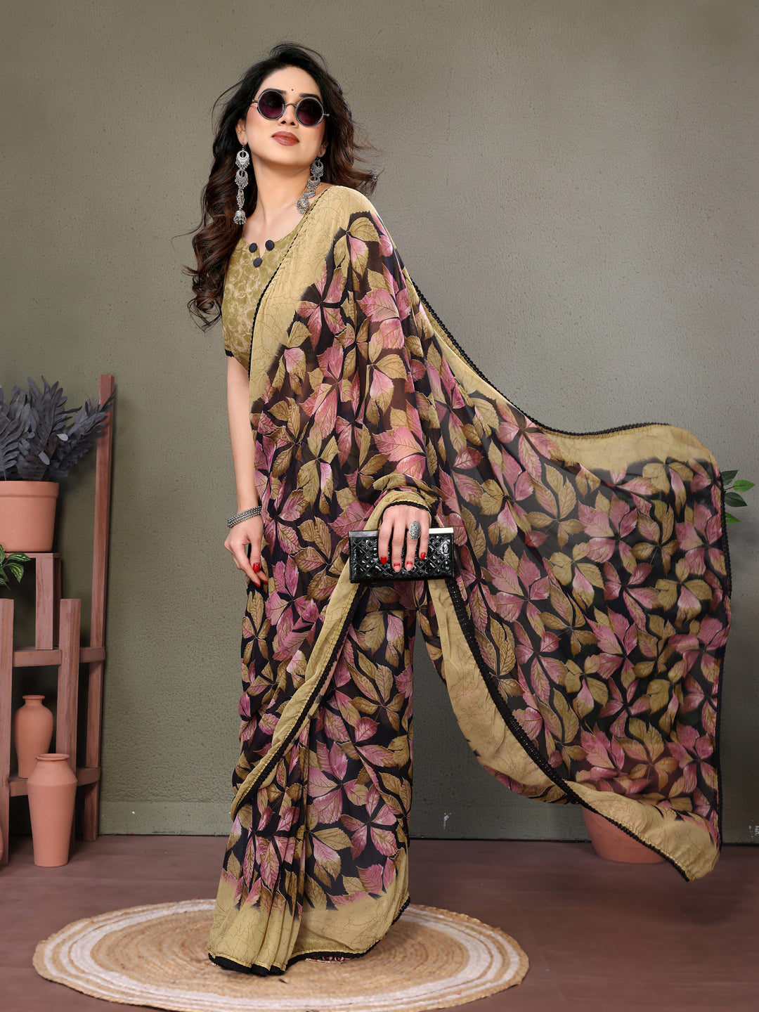 Leaf Print Designer Saree