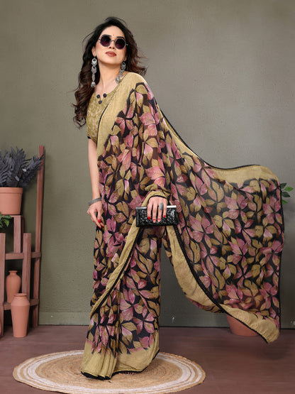 Leaf Print Designer Saree