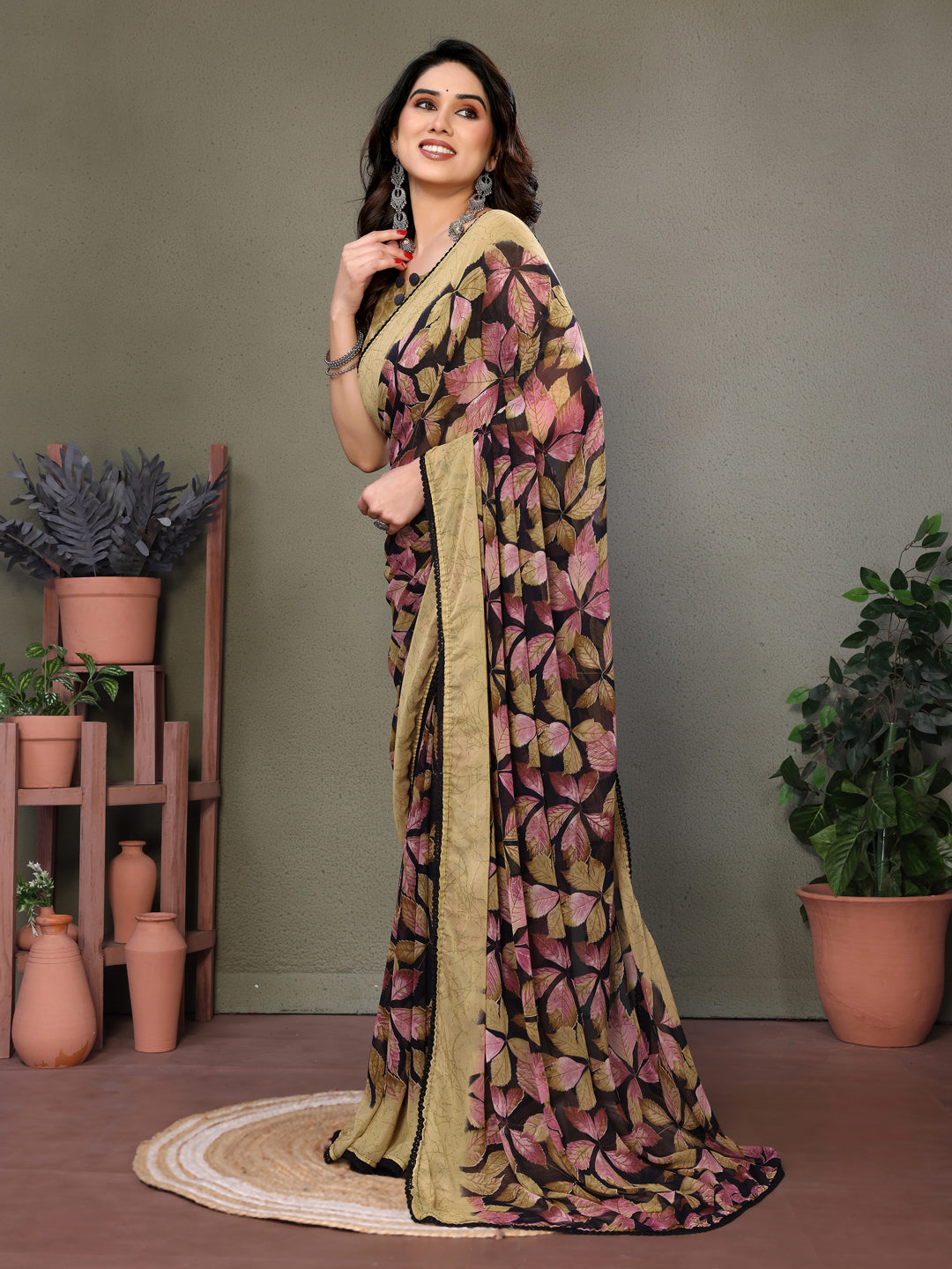 Leaf Print Designer Saree