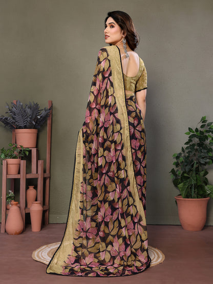 Leaf Print Designer Saree