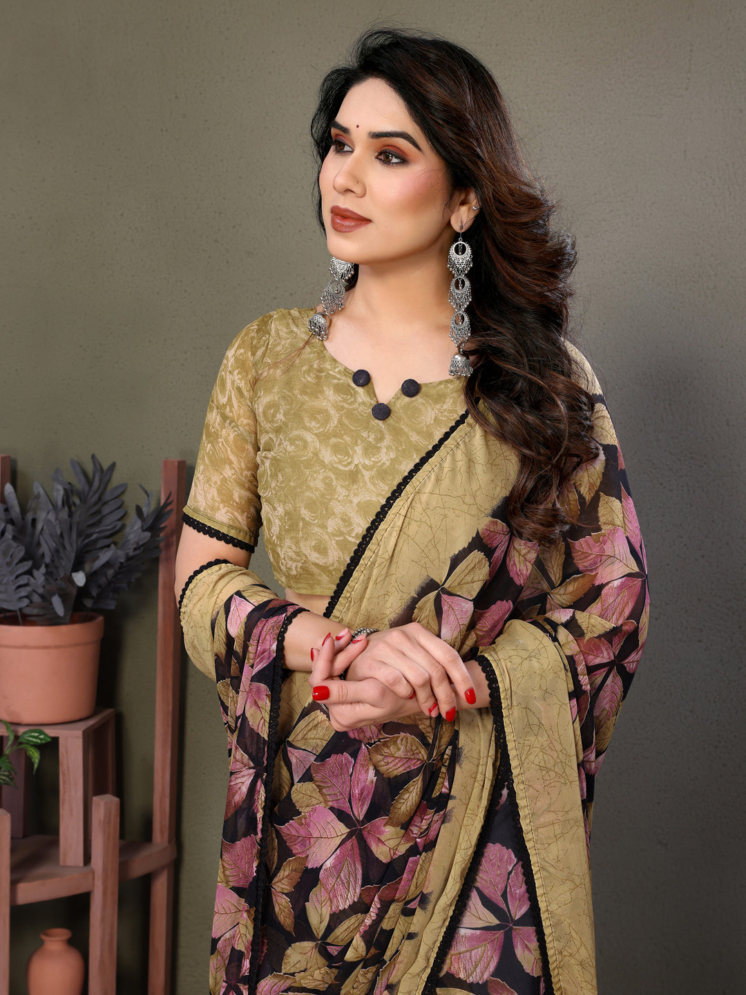 Leaf Print Designer Saree