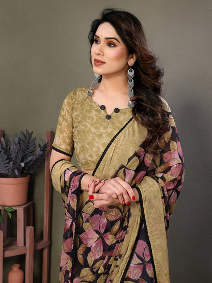 Leaf Print Designer Saree
