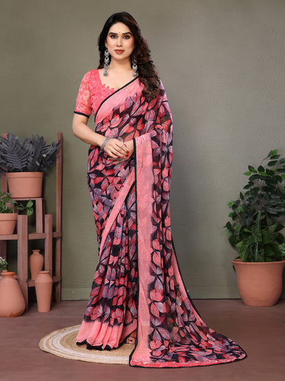 Leaf Print Designer Saree