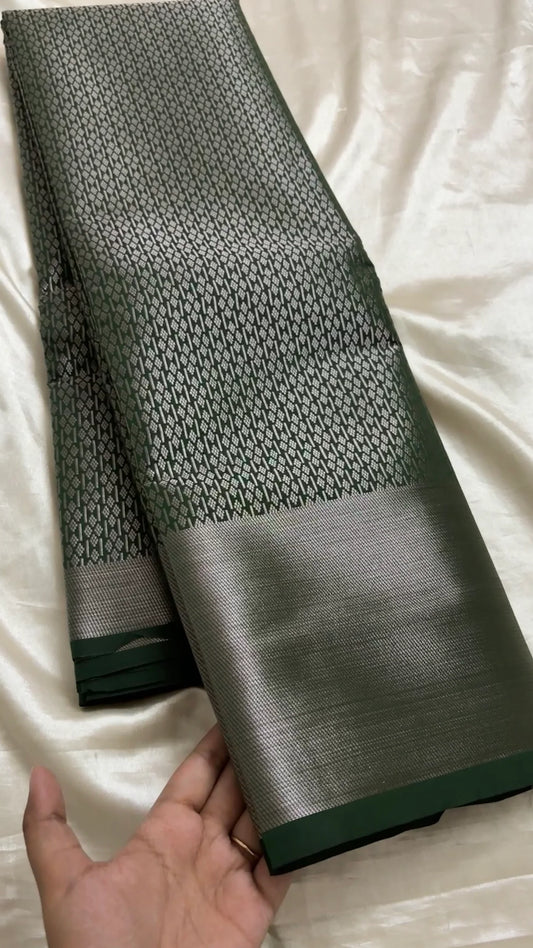 Mishka Dark Green Kanchi semi soft silk