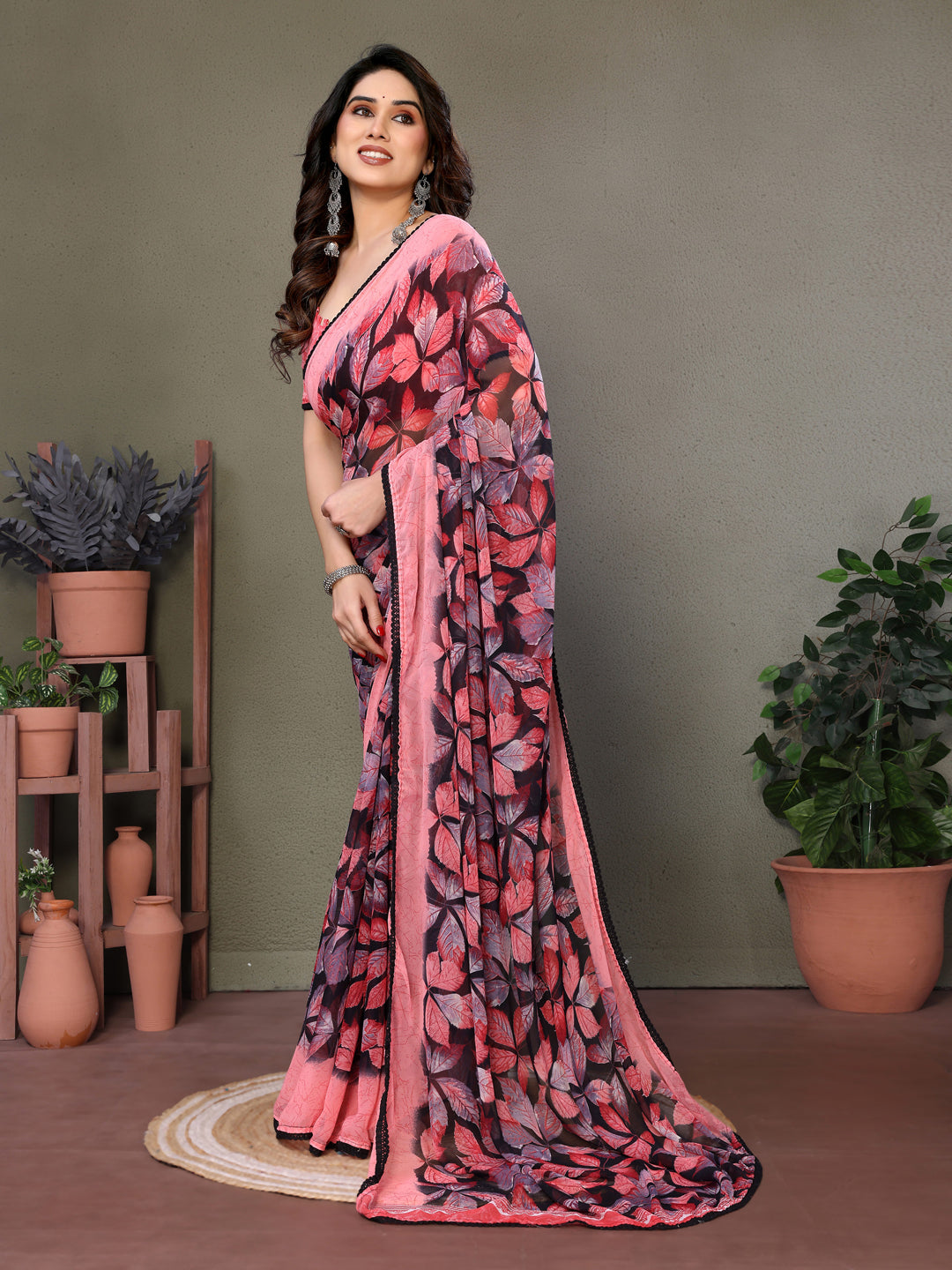 Leaf Print Designer Saree