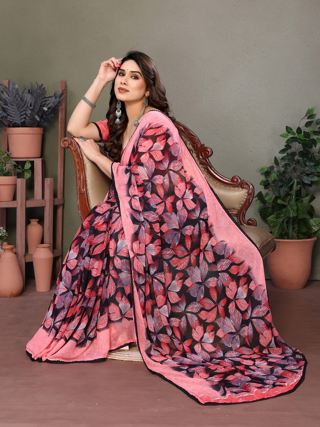 Leaf Print Designer Saree