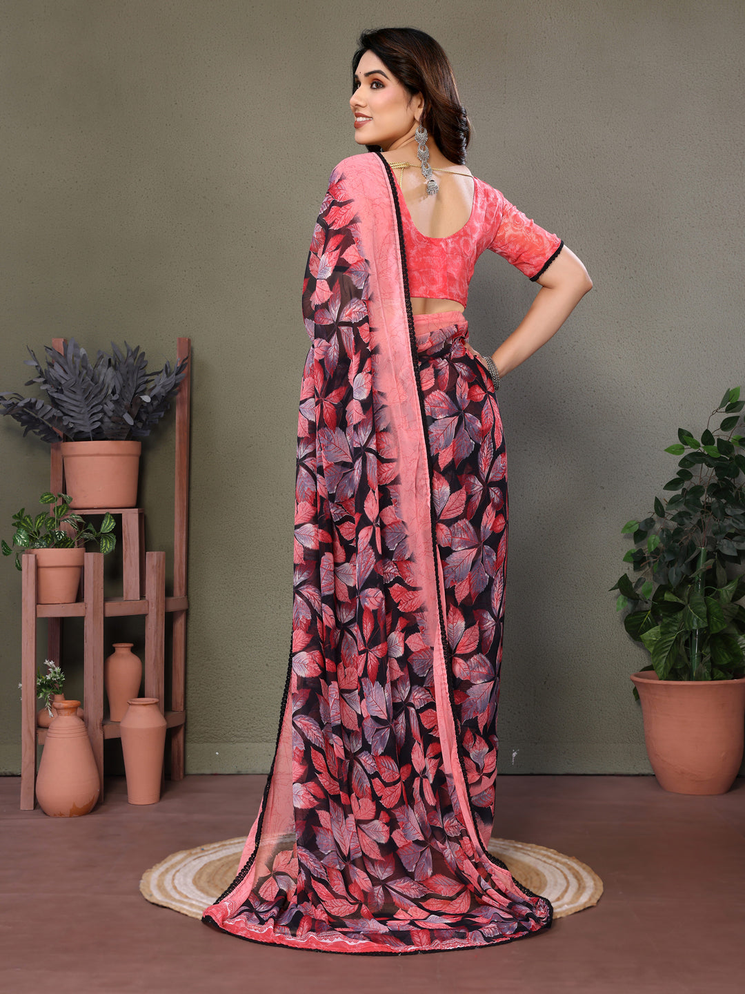 Leaf Print Designer Saree