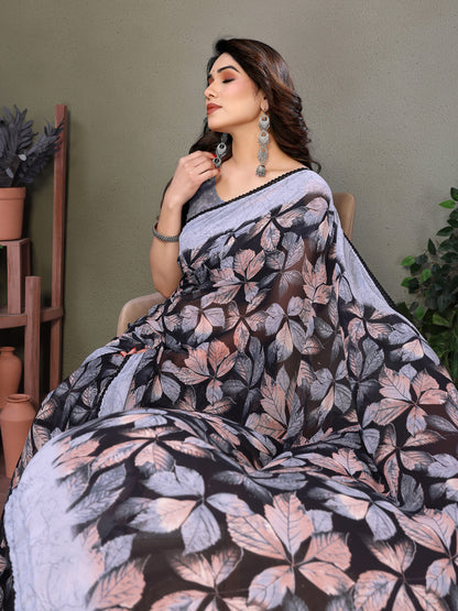Leaf Print Designer Saree
