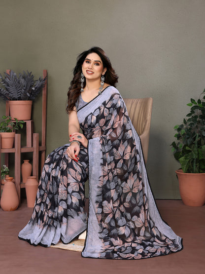 Leaf Print Designer Saree