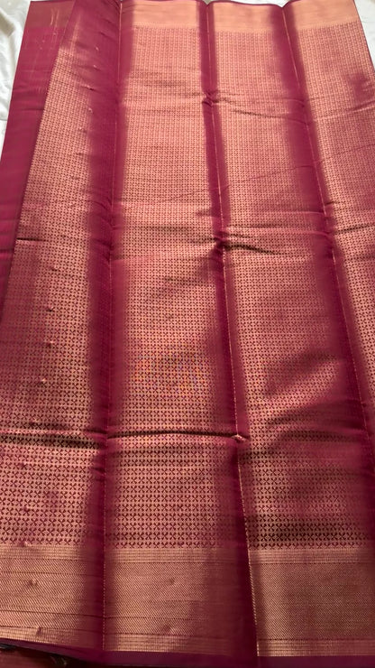Vidhya Wine Pink Banarasi Silk Saree with Gold Zari Checks Rich Woven Border