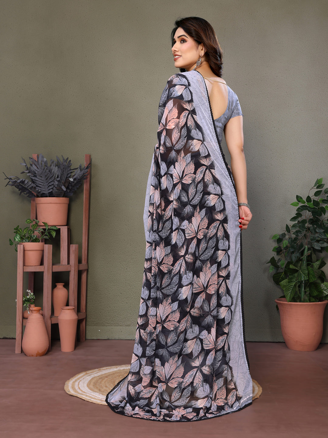 Leaf Print Designer Saree