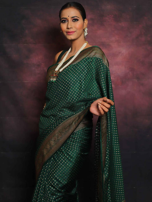 Dark Green Banarasi Saree