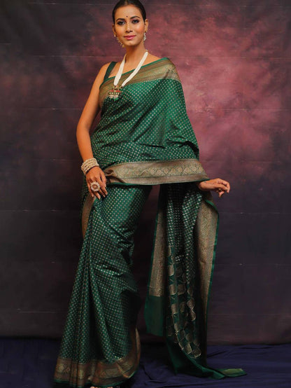Dark Green Banarasi Saree