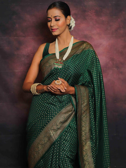 Dark Green Banarasi Saree