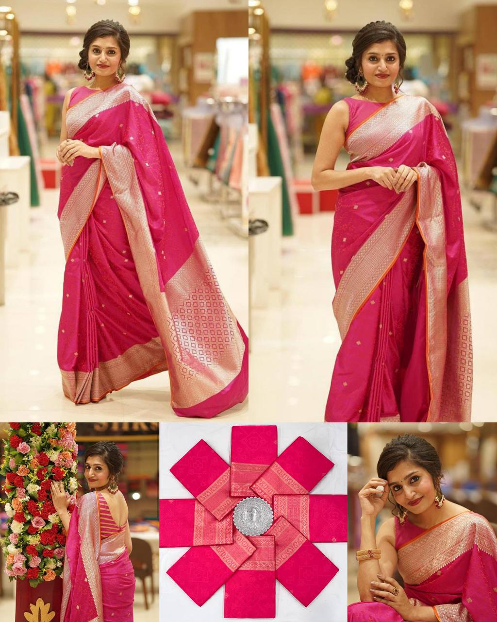 Hot Pink Banarasi Saree