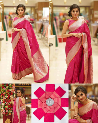 Hot Pink Banarasi Saree