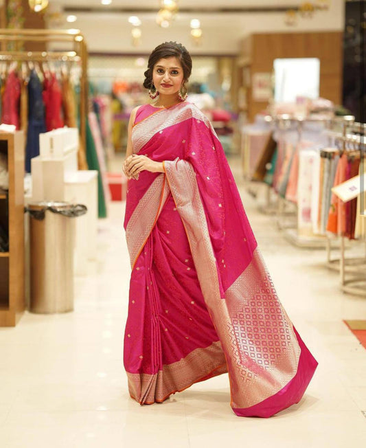 Hot Pink Banarasi Saree