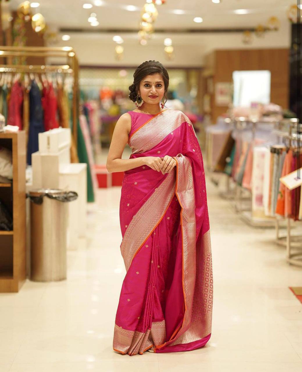 Hot Pink Banarasi Saree