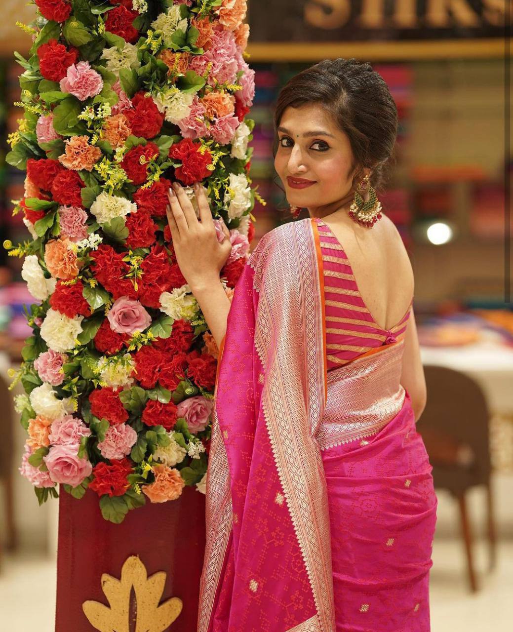 Hot Pink Banarasi Saree