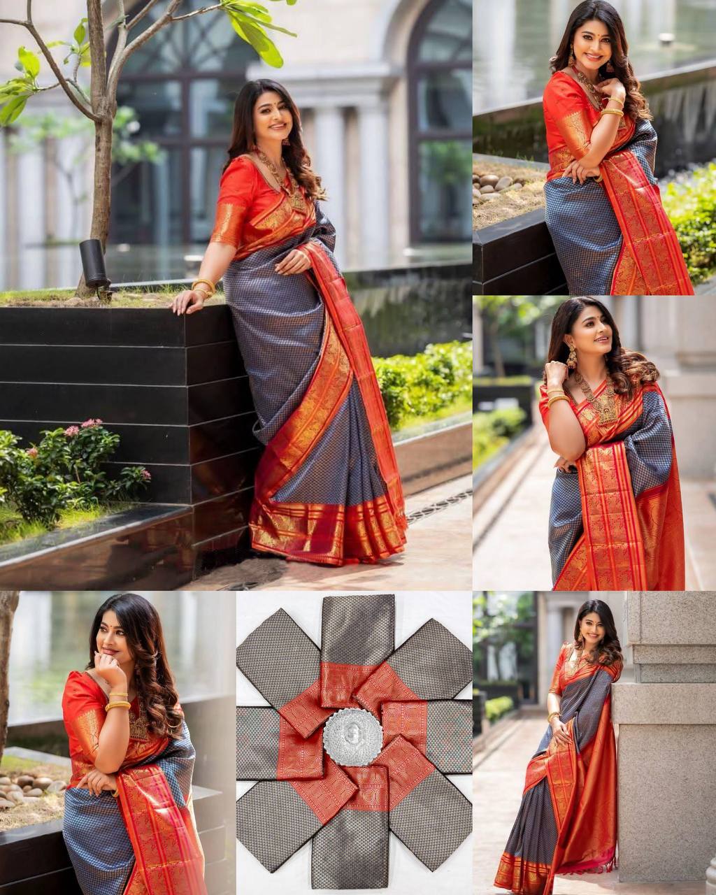 Black Red Banarasi Saree