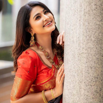Black Red Banarasi Saree