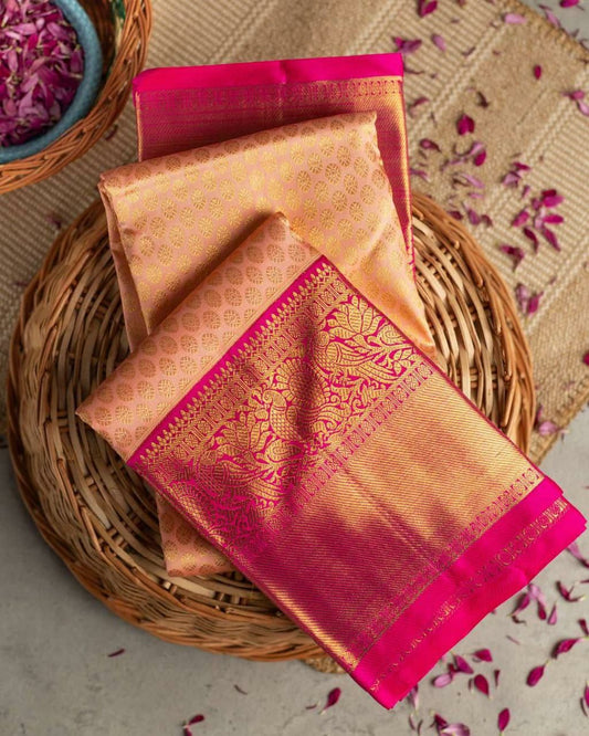 Peach Pink Kanjivaram Saree