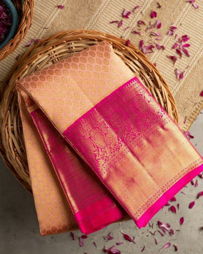 Peach Pink Kanjivaram Saree