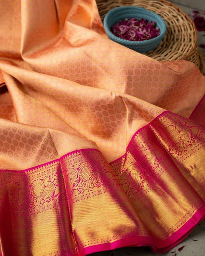 Peach Pink Kanjivaram Saree