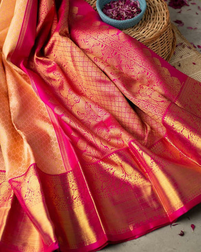 Peach Pink Kanjivaram Saree