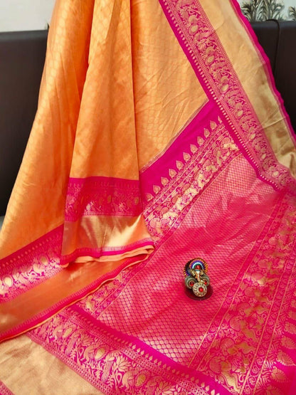 Peach Pink Kanjivaram Saree
