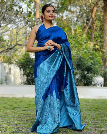 Royal Blue Banarasi Saree