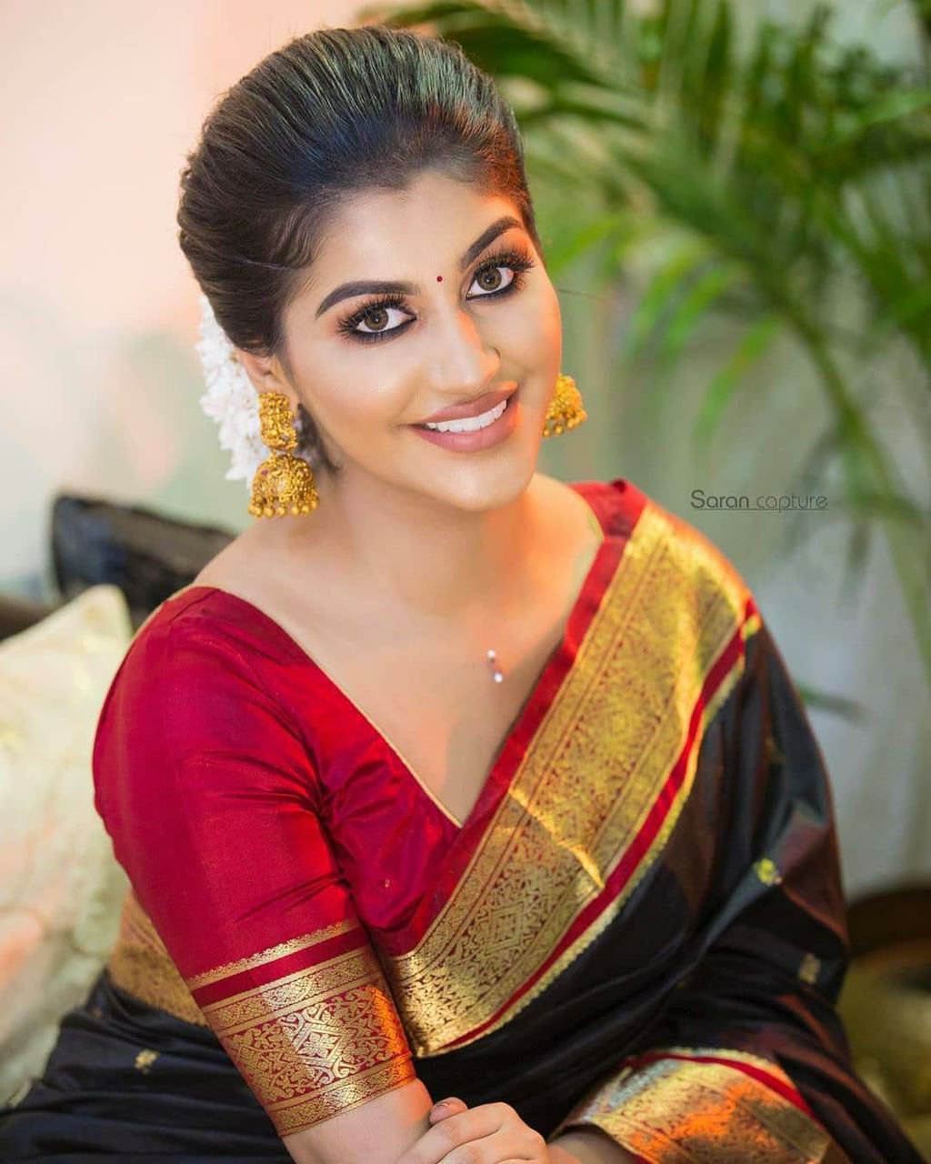 Black Red Kanjivaram Saree