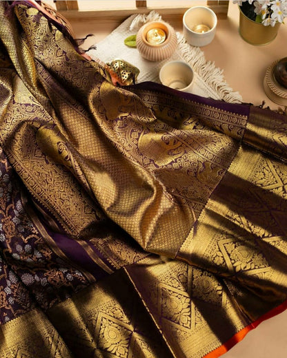 Purple Banarasi Silk Saree
