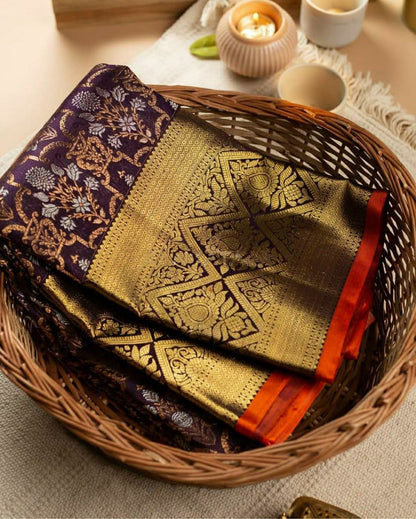 Purple Banarasi Silk Saree