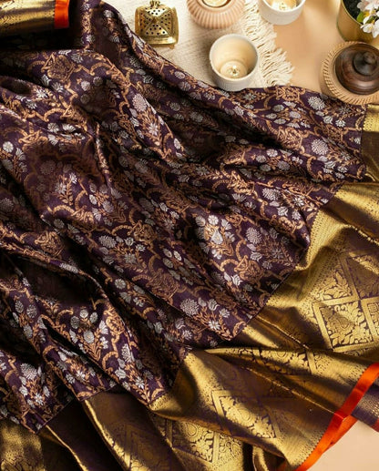 Purple Banarasi Silk Saree