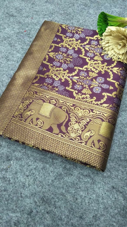 Purple Banarasi Silk Saree