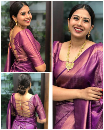 Bindu Purple Kanchipuram Silk Saree