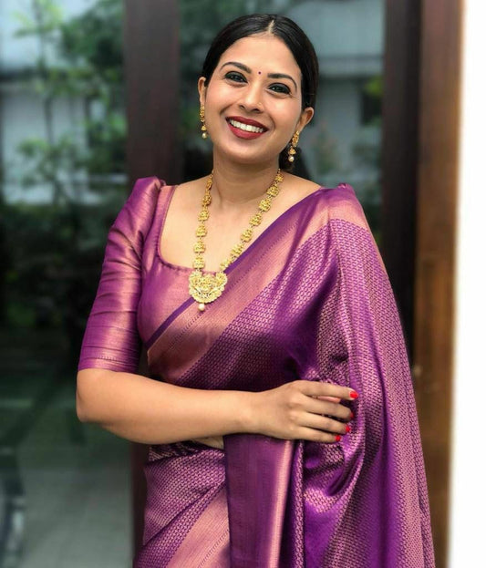 Bindu Purple Kanchipuram Silk Saree