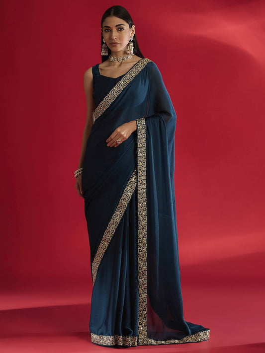 Navy Blue Designer Saree