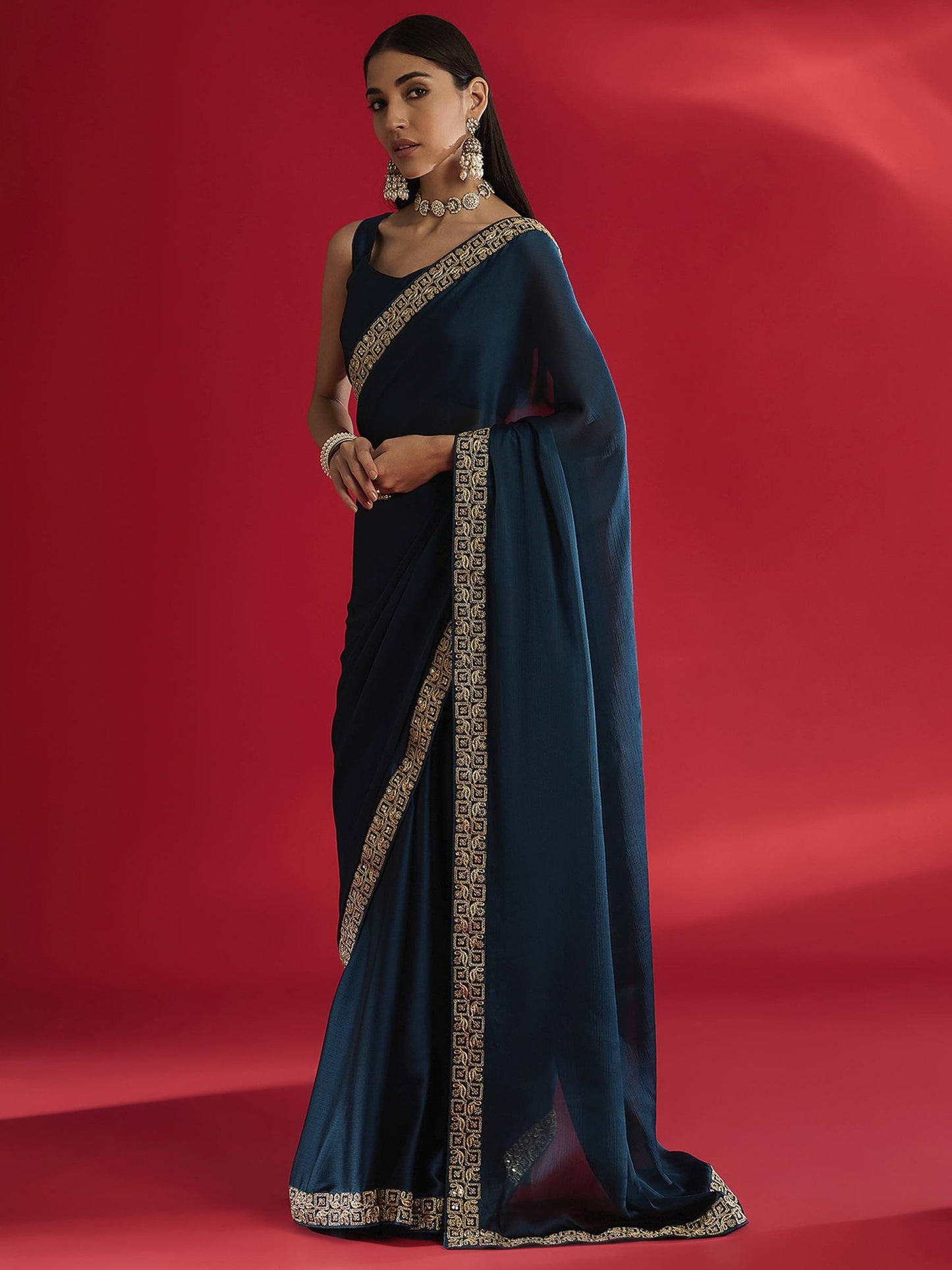 Navy Blue Designer Saree
