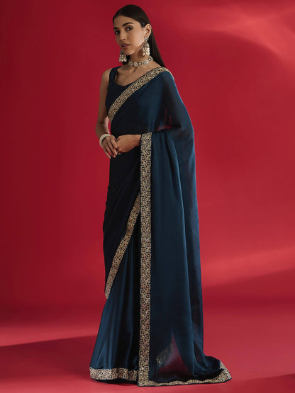 Navy Blue Designer Saree
